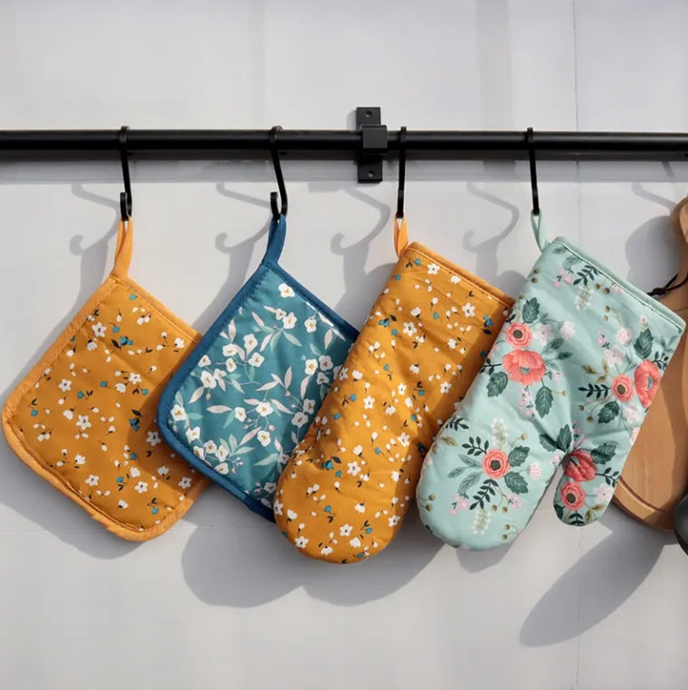 Oven Mitts Factory Heat Resistant Kitchen 100% Custom Cotton Oven Mitts Gloves Pot Holder Set Wholesales