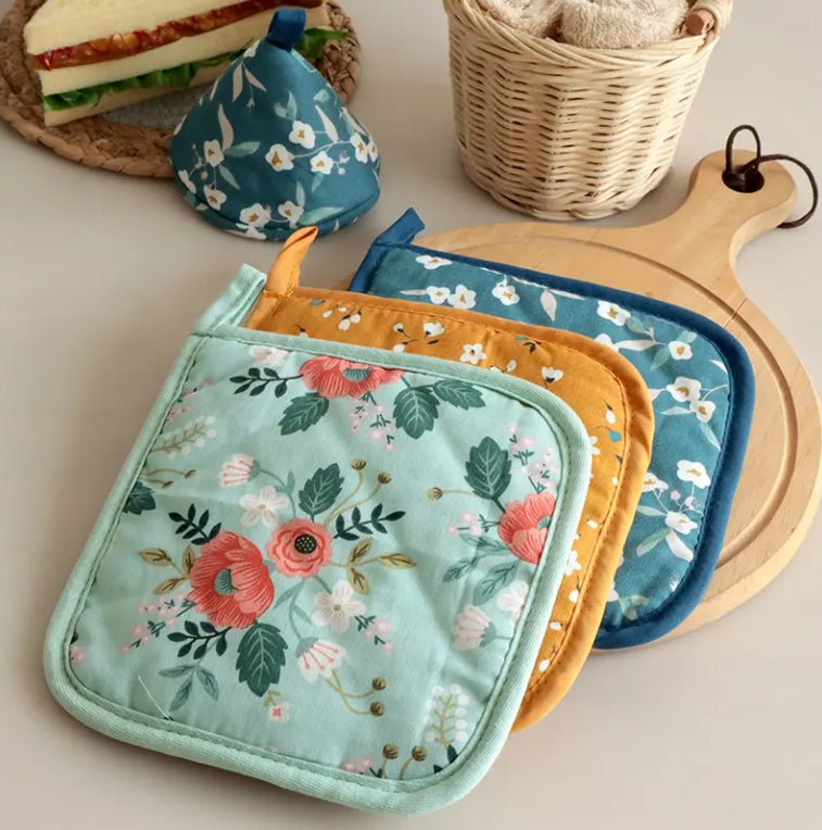 Oven Mitts Factory Heat Resistant Kitchen 100% Custom Cotton Oven Mitts Gloves Pot Holder Set Wholesales