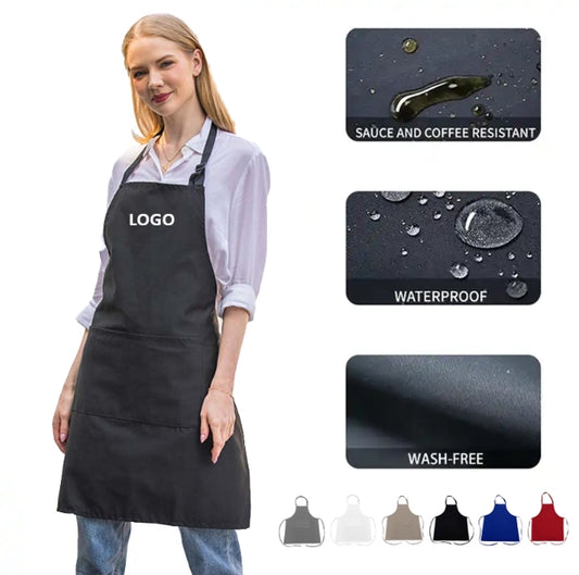 Customized LOGO quality solid color waterproof, oil-proof and stain-proof apron