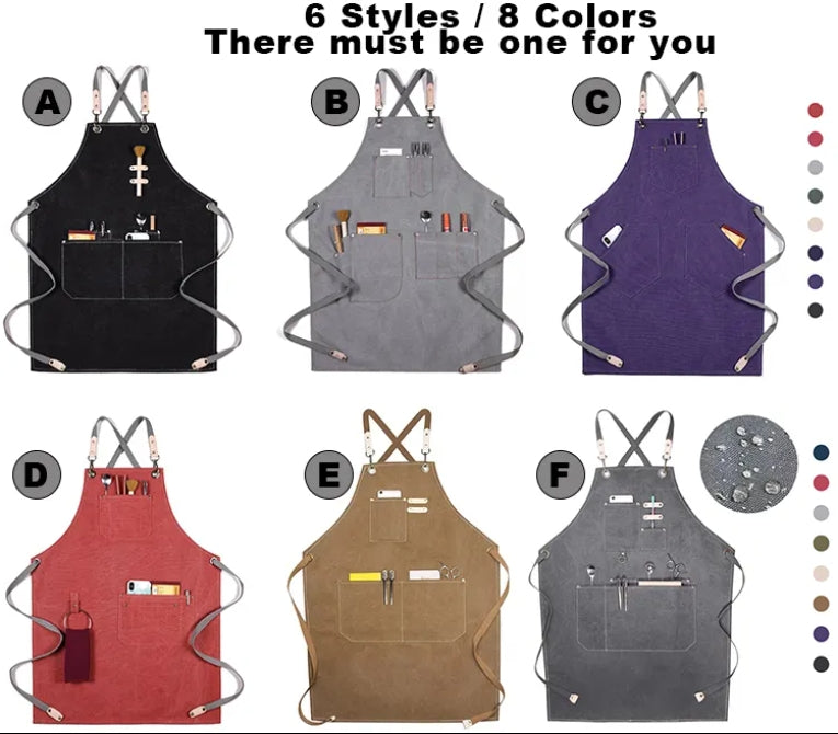 High Quality Canvas Apron High Waterproof Portable Canvas Apron Restaurant Bar Apron With Custom Logo Print