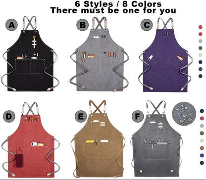 High Quality Canvas Apron High Waterproof Portable Canvas Apron Restaurant Bar Apron With Custom Logo Print