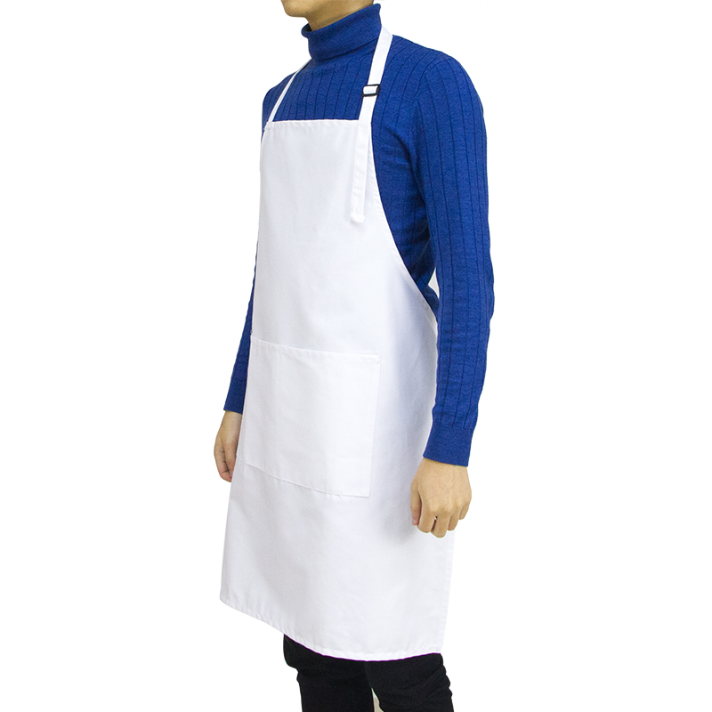 帶 3 個口袋的純棉純色圍兜圍裙 QS-SK0076-廚房紡織品，圍裙，烤箱手套，鍋架，茶巾，美髮披風