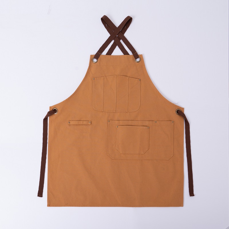Canvas apron with crossback cotton webbing straps QS-FB0083-kitchen textile,apron,oven mitt,pot holder,tea towel,hairdressing cape