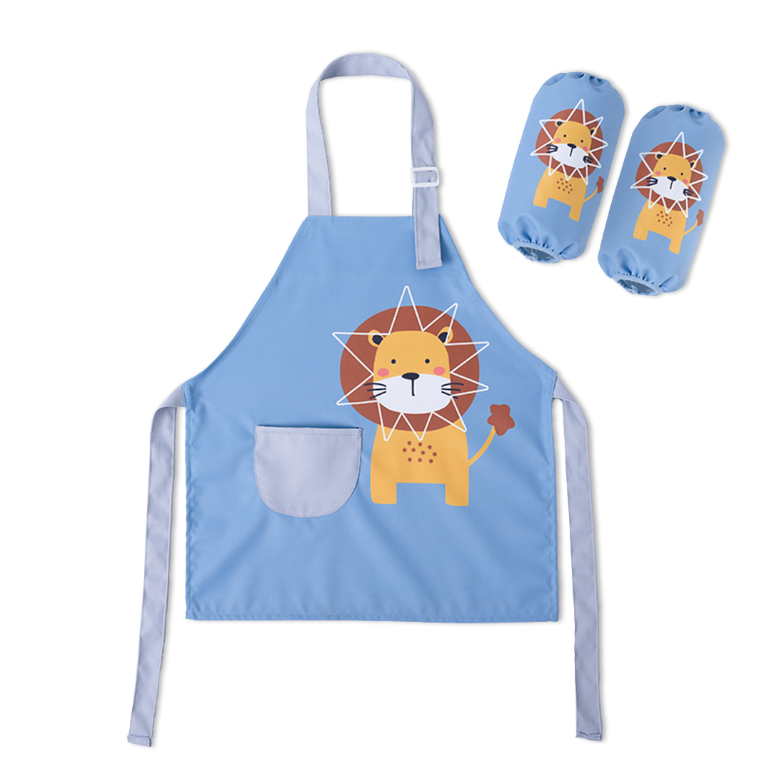 Kids apron with sleeves QS-SPM0013-kitchen textile,apron,oven mitt,pot holder,tea towel,hairdressing cape