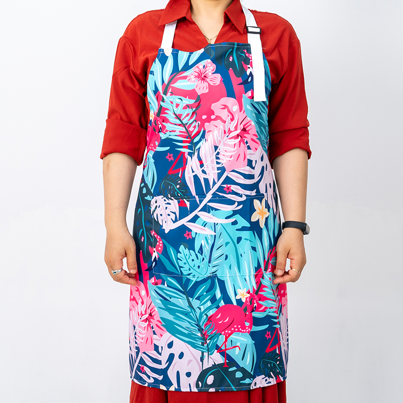 Polyester customized printed waterproof apron QS-SPM0147-kitchen textile,apron,oven mitt,pot holder,tea towel,hairdressing cape