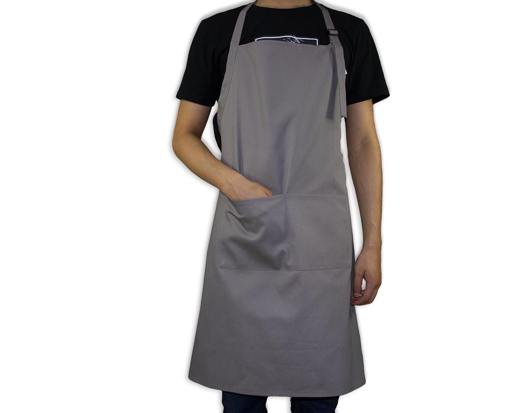 Grey Apron With Pocket-kitchen textile,apron,oven mitt,pot holder,tea towel,hairdressing cape