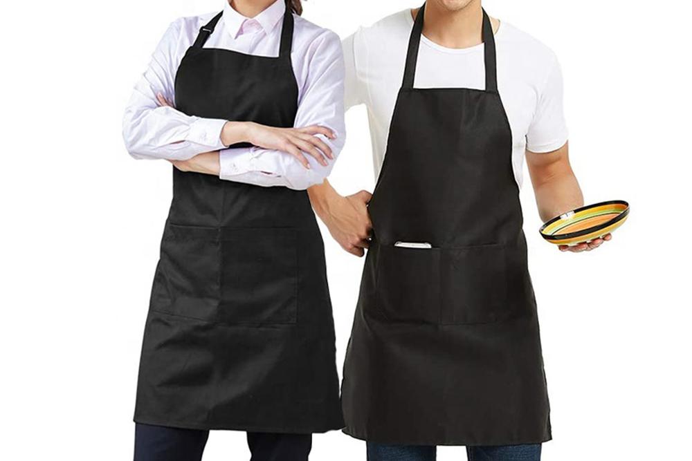 Black Chef Aprons With Pockets-EAPRON- Apron, Oven mitt, Pot holder, Tea towel, Table cloth