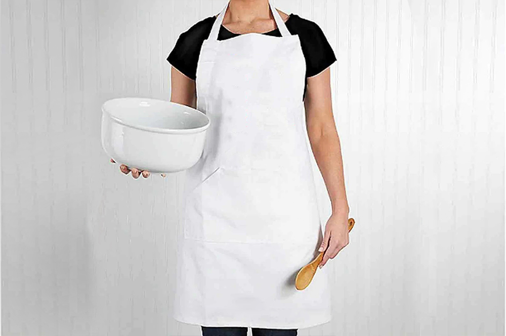 White Kitchen Apron-kitchen textile,apron,oven mitt,pot holder,tea towel,hairdressing cape