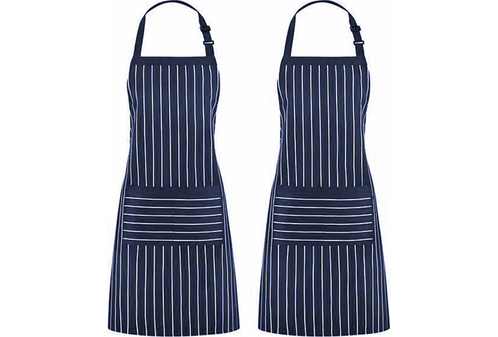 pinstripe aprons-kitchen textile,apron,oven mitt,pot holder,tea towel,hairdressing cape