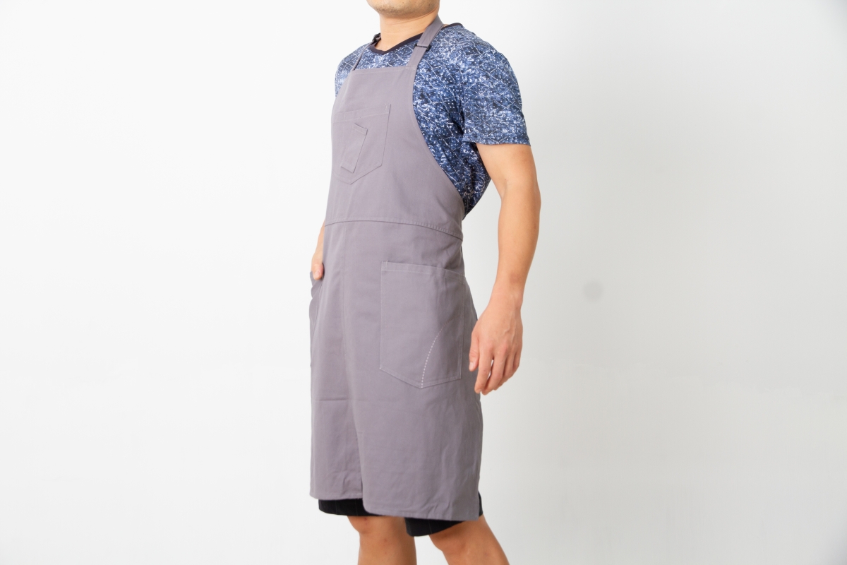 Enzyme wash fabric bib apron QS-SK0270-kitchen textile,apron,oven mitt,pot holder,tea towel,hairdressing cape