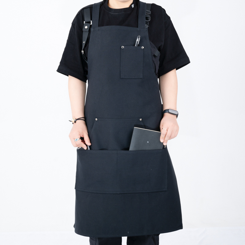 cotton canvas cross-back uniform apron QS-FB0101-кухонны тэкстыль, фартух, рукавіца для духоўкі, падстаўка для посуду, ручнік, цырульня
